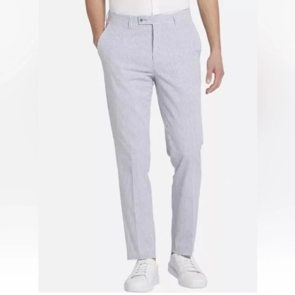 Daniel‎ Cremieux Pants Mens Seersucker Pinstripe White Blue 36x29 (1574) - Picture 1 of 6